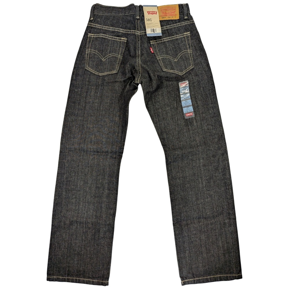 NWT Levi's 505 Jeans Boys 14 Reg 27 Dark Denim Straight Bootcut Sits Below Waist - Picture 3 of 7